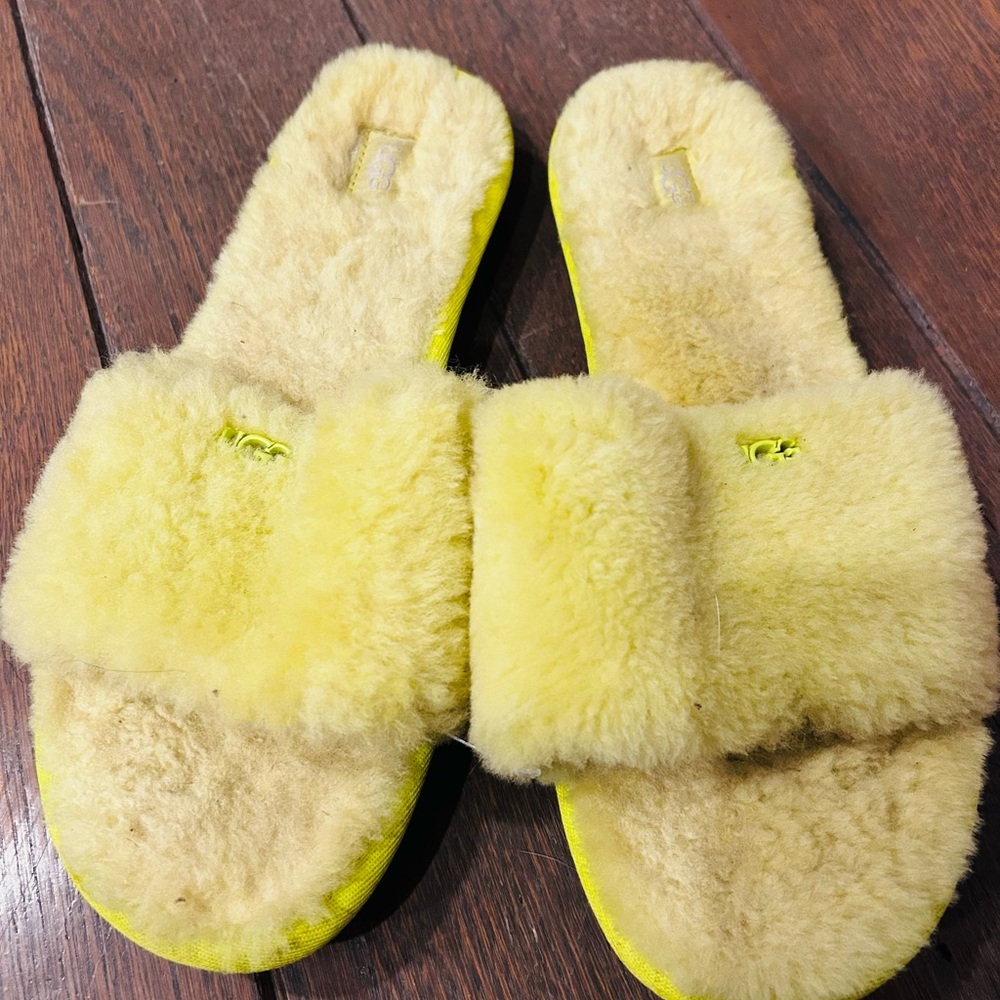 UGG Women’s Coquette Slipper Slides Pollen Electric Lime Genuine Sherling Sz 11